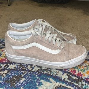 Pink vans! Size 7 in women’s, suede light pink vans! WORN TWICE!